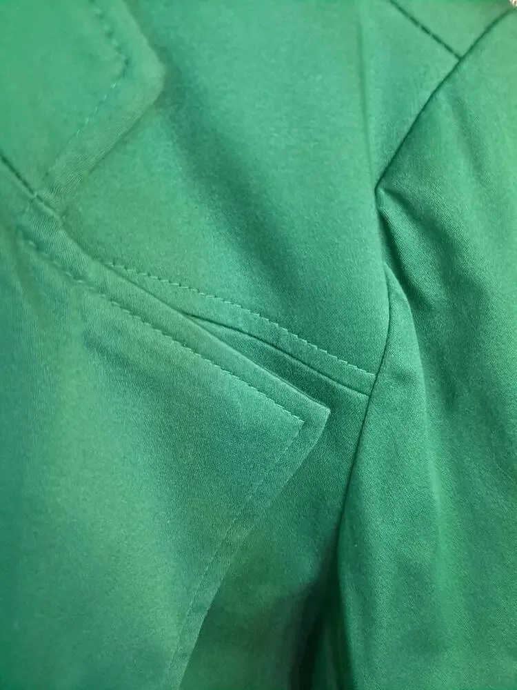 Chico's‎ Green Blazer with Gold Zip Pockets Size 2